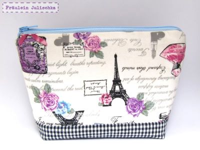 Kosmetiktasche „Paris“ – schwarz-weißes Karo