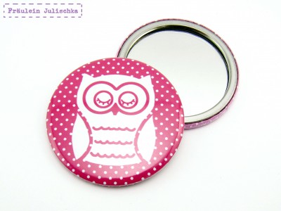 Taschenspiegel "Eule" pink