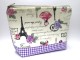 Kosmetiktasche „Paris“ – lila-weißes Karo