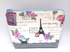 Kosmetiktasche „Paris“ – schwarz-weißes Karo